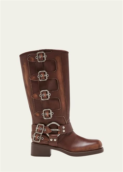 miu miu leather buckle boots